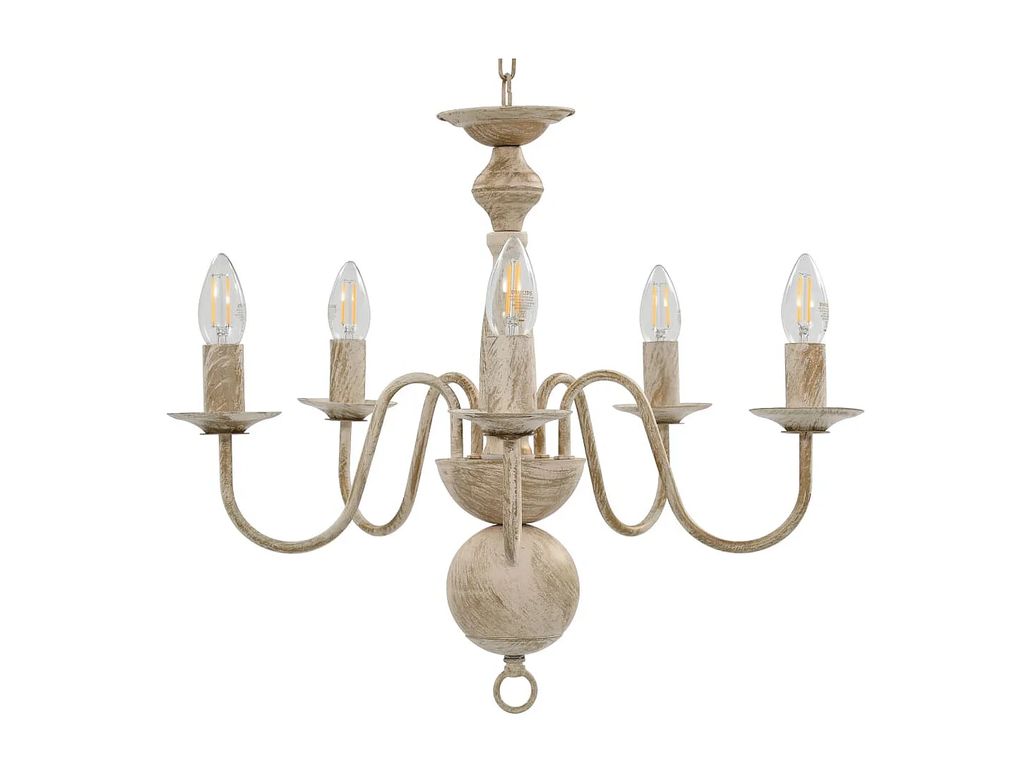 Lustre Blanc antique 5 ampoules E14 FR429624