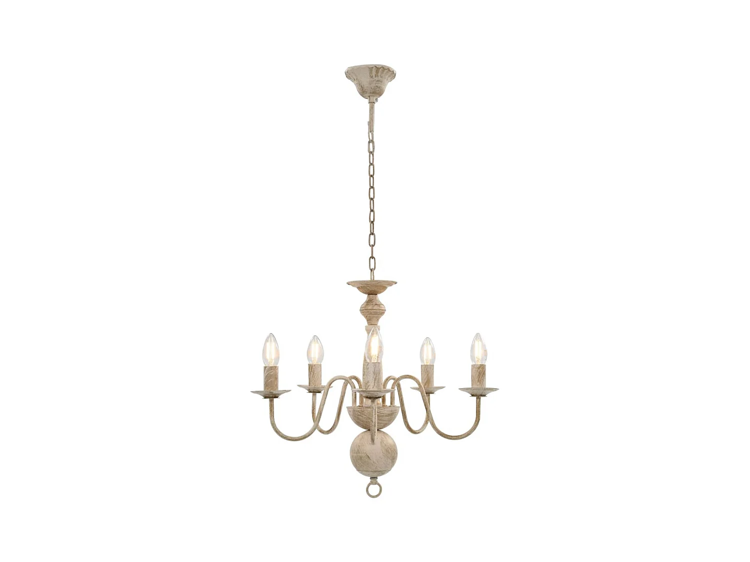 Lustre Blanc antique 5 ampoules E14 FR429624