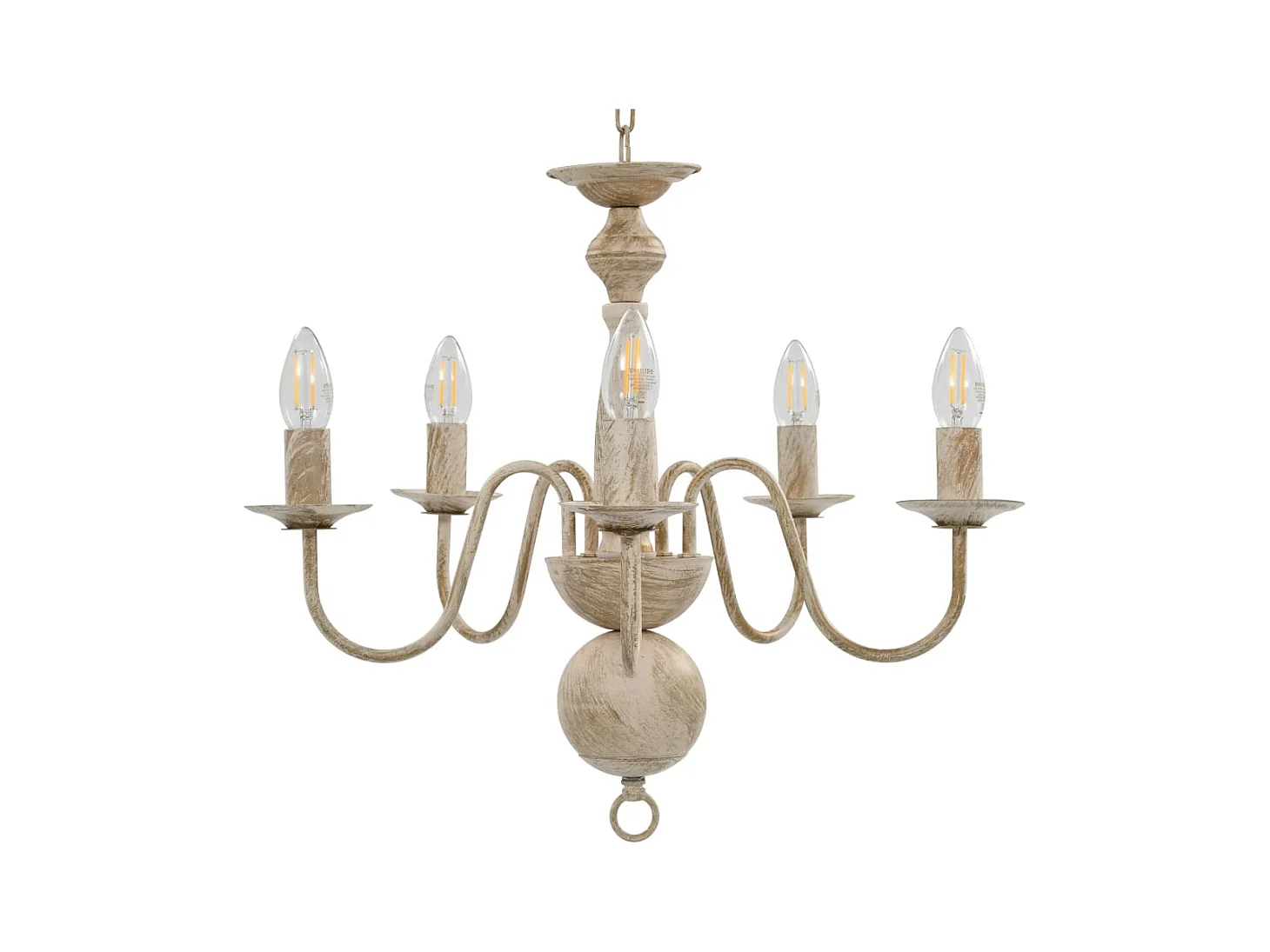 Lámpara de araña blanco antiguo 5 bombillas x E14 ES338946