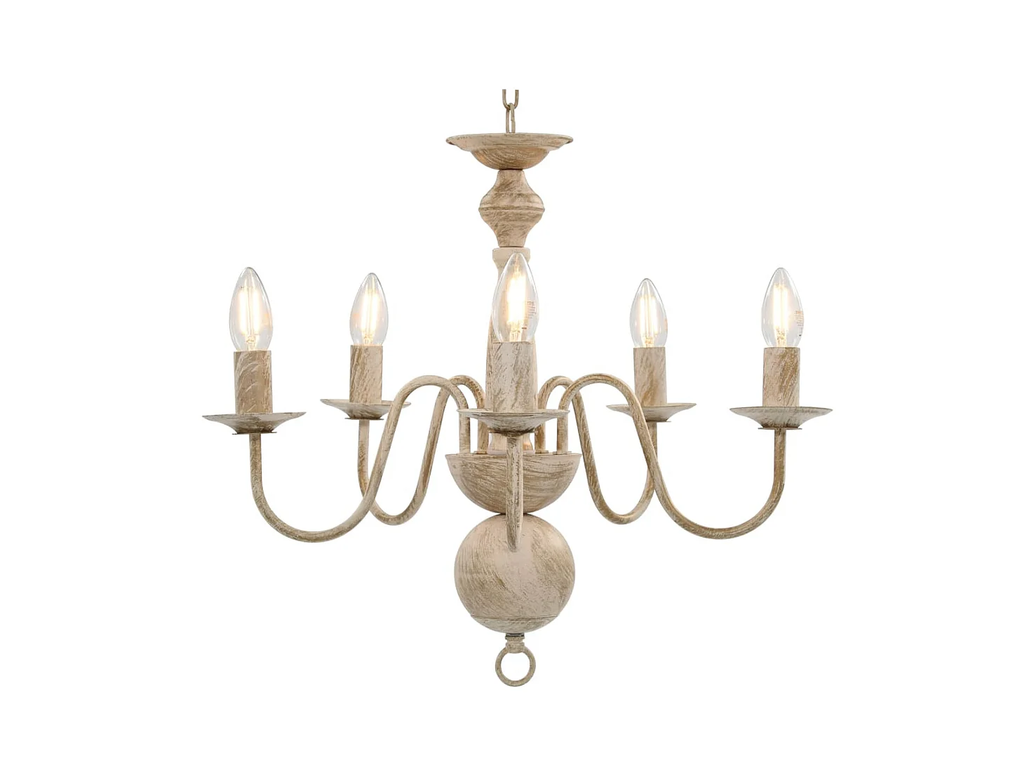 Lámpara de araña blanco antiguo 5 bombillas x E14 ES338946