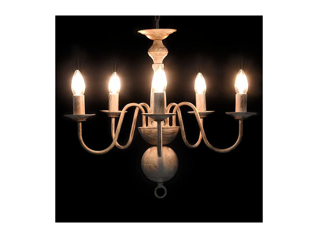 Lámpara de araña blanco antiguo 5 bombillas x E14 ES338946