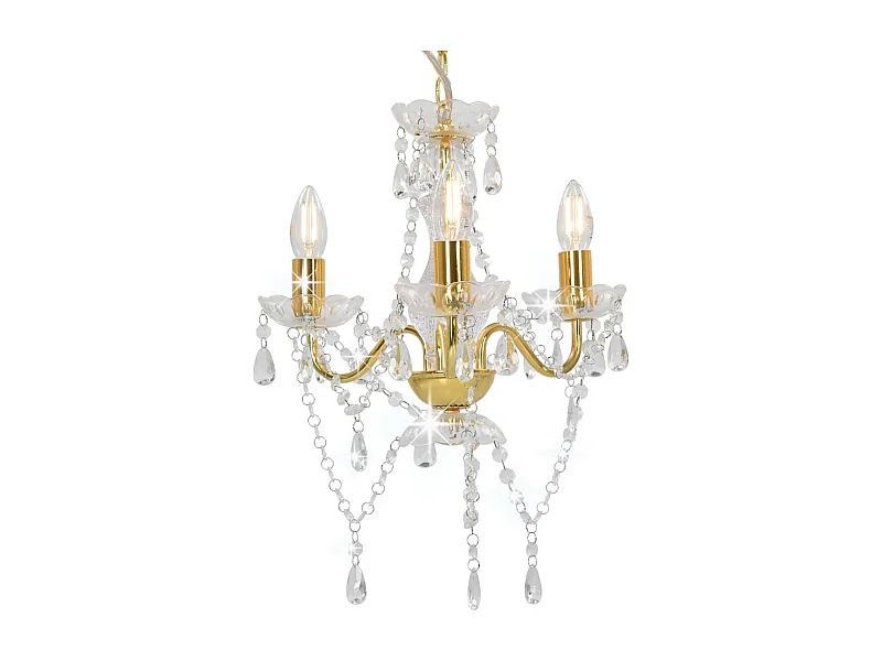 Lustre avec perles Doré Rond 3 x E14 FR291725