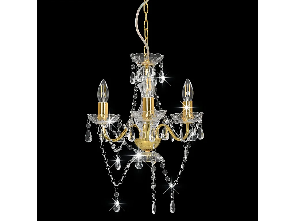 Lustre avec perles Doré Rond 3 x E14 FR291725