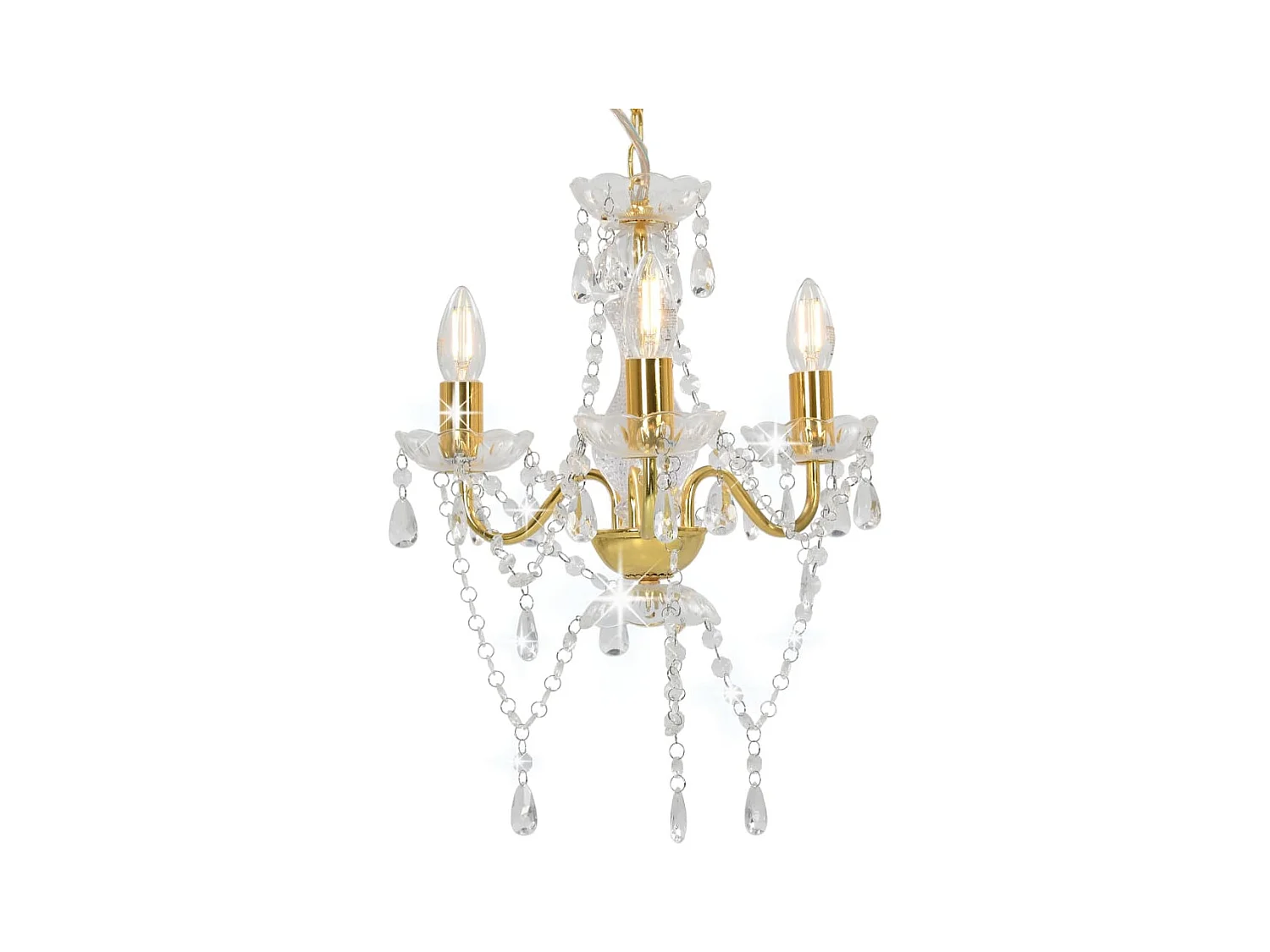 Lustre avec perles Doré Rond 3 x E14 FR291725