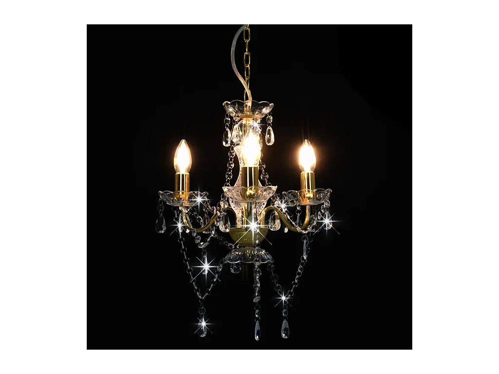 Lustre com contas redondo 3 x E14 dourado PT921076