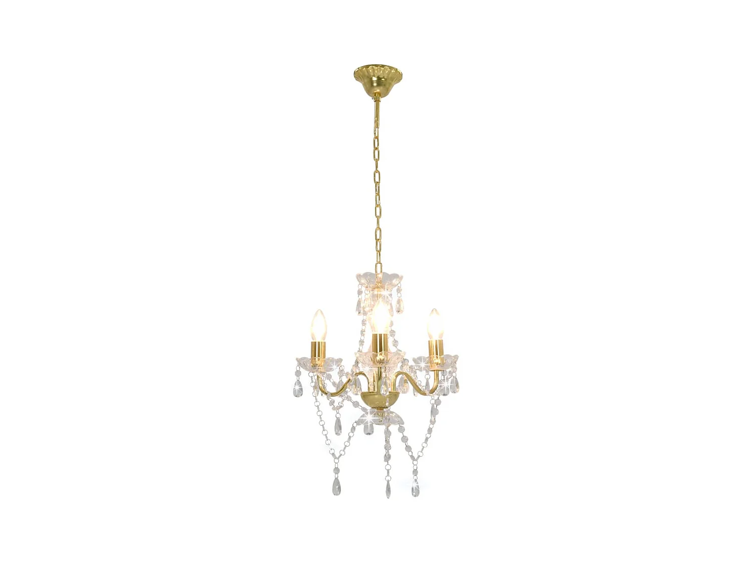 Lustre com contas redondo 3 x E14 dourado PT921076