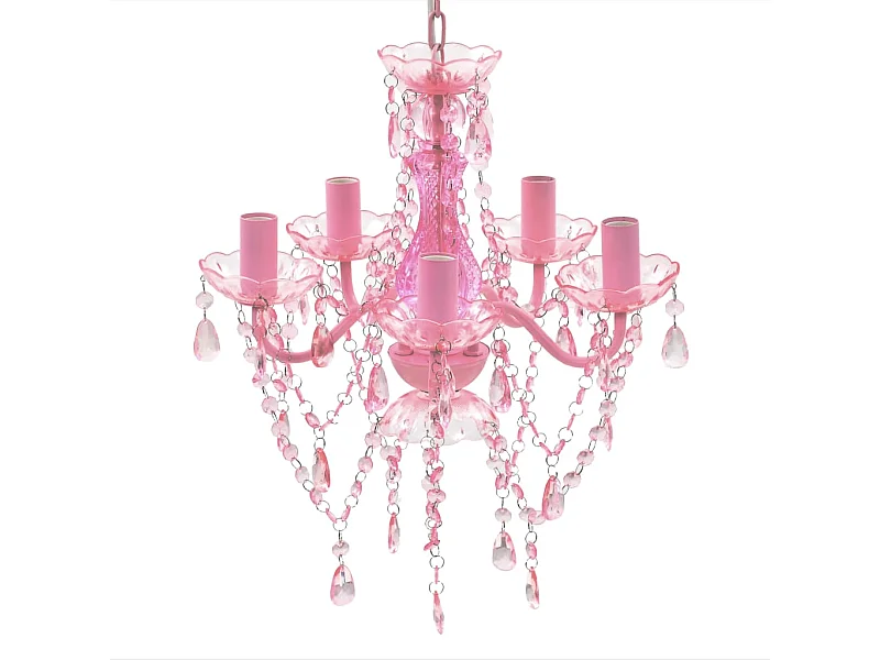 Lustre cor-de-rosa com 5 lâmpadas PT843115