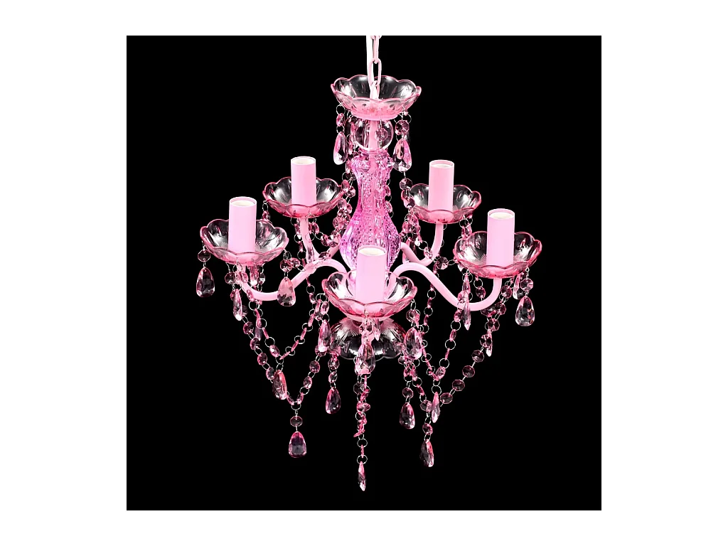 Krystallkrone 5 pærer rosa BE420327