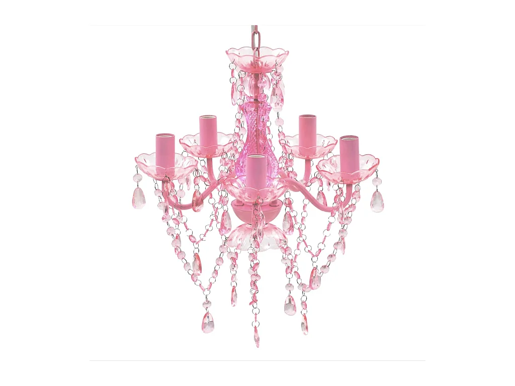 Krystallkrone 5 pærer rosa BE420327