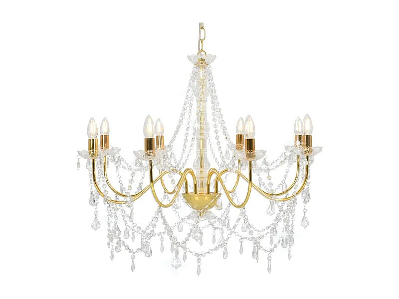 Lustre com contas lâmpadas 8 x E14 dourado PT480355