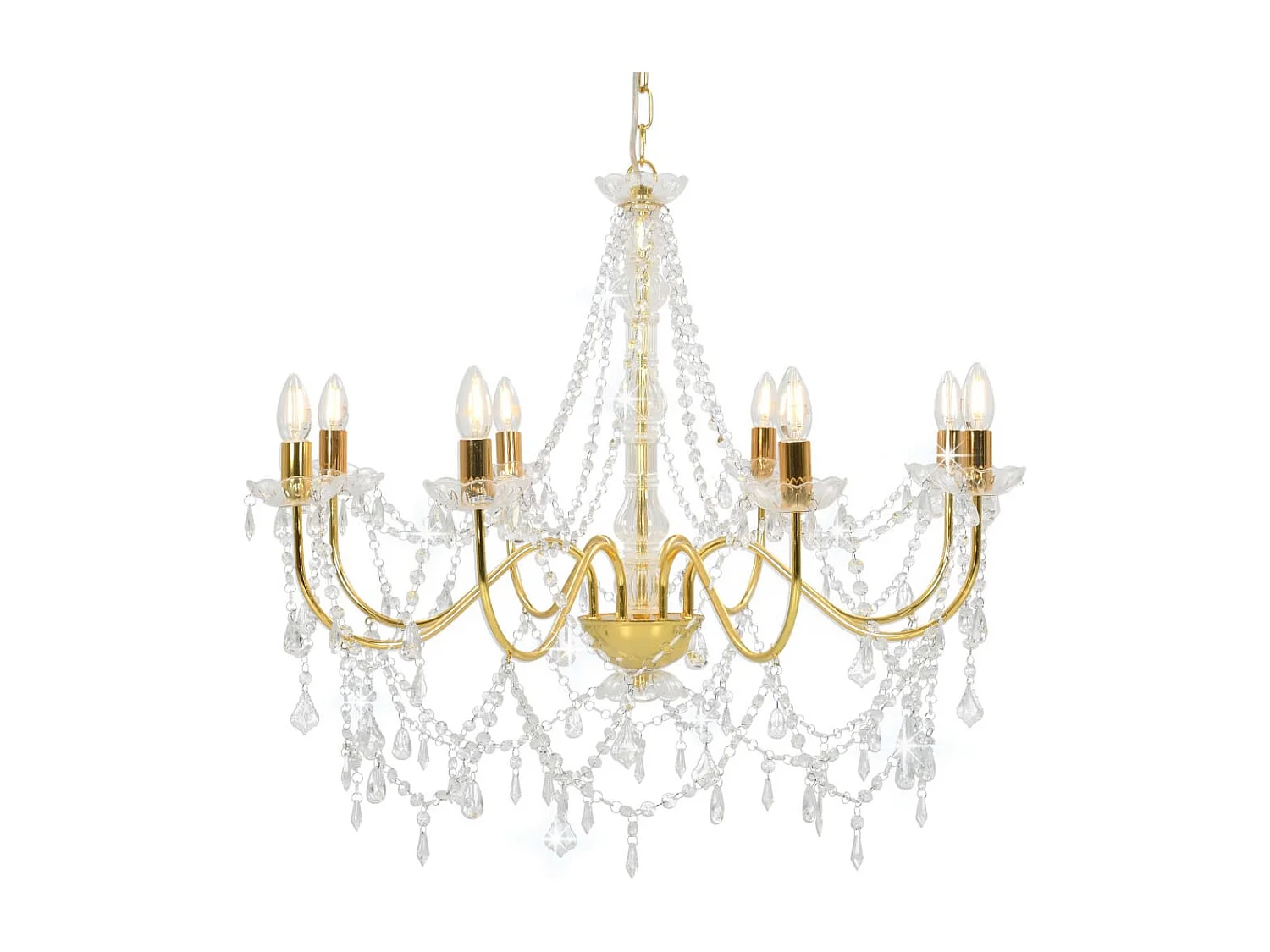 Lustre com contas lâmpadas 8 x E14 dourado PT480355
