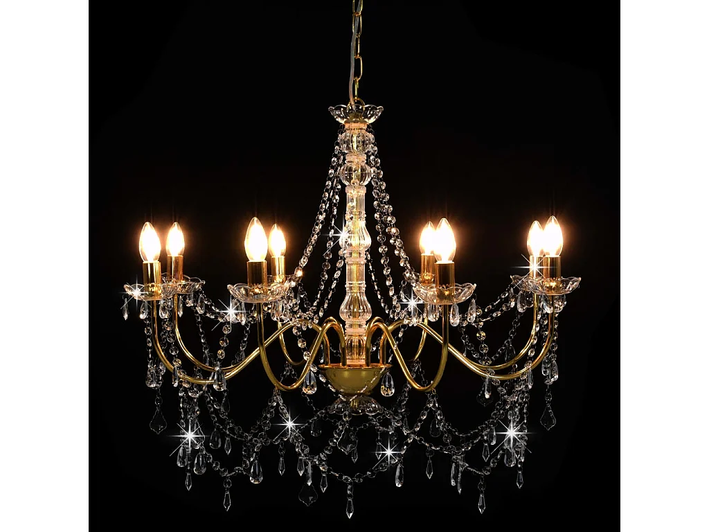 Lustre com contas lâmpadas 8 x E14 dourado PT480355