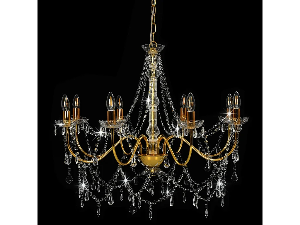 Lustre com contas lâmpadas 8 x E14 dourado PT480355