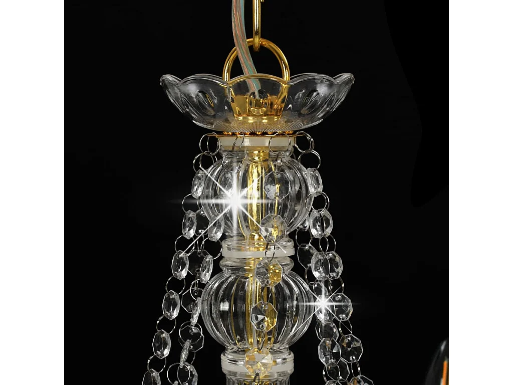 Lustre com contas lâmpadas 8 x E14 dourado PT480355