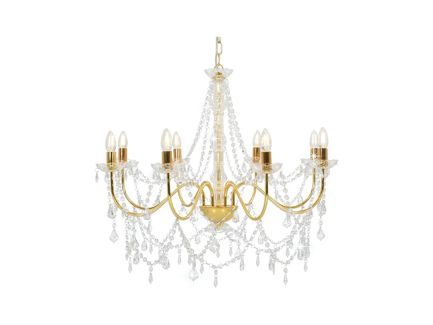 Lustre avec perles Doré 8 ampoules E14 FR636526