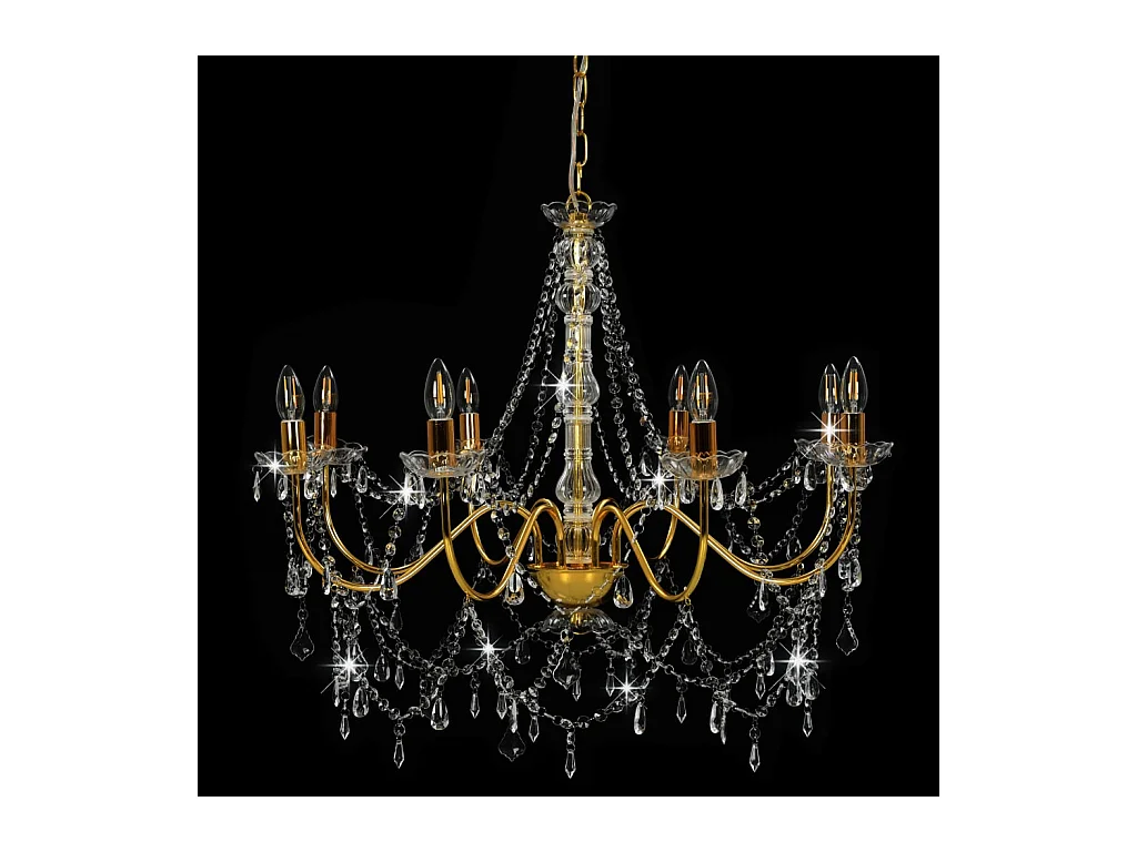 Kroonluchter met kralen 8xE14 goudkleurig BE957225