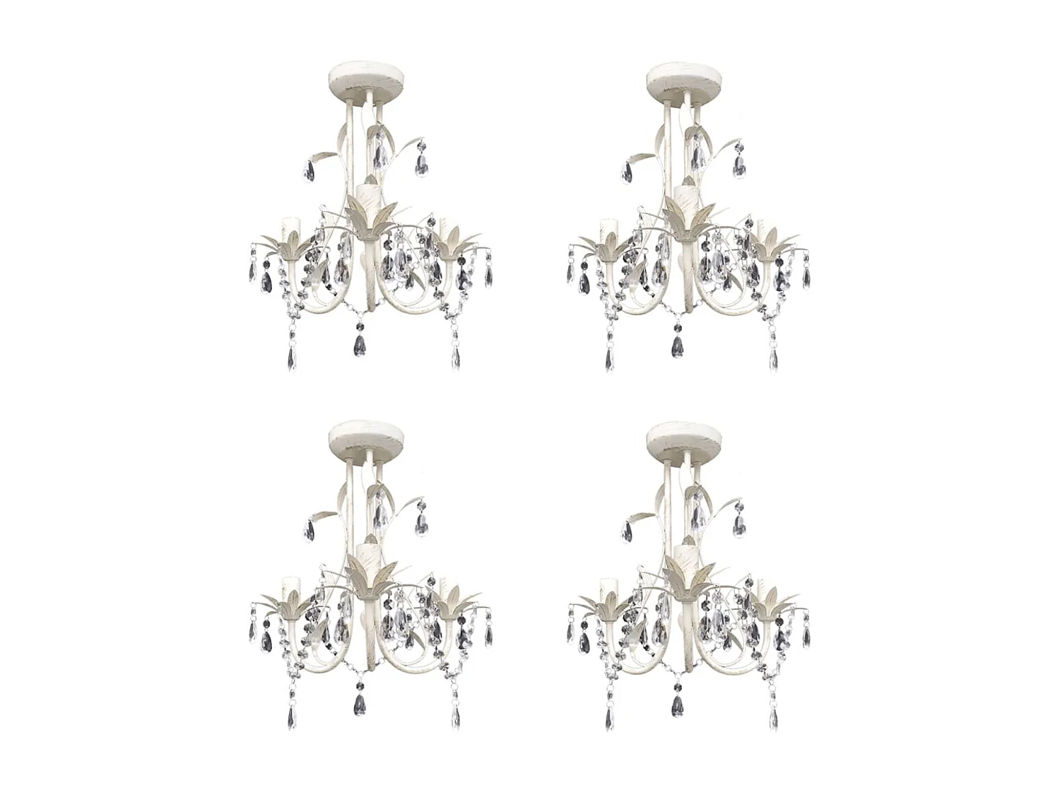 Lustres suspendus à cristaux 4 pcs Blanc élégant FR976785