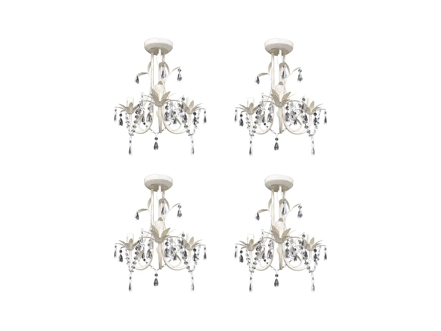 Lustres suspendus à cristaux 4 pcs Blanc élégant FR976785