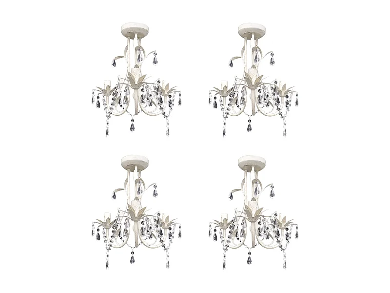 Kroonluchters kristal 4 st elegant wit BE922375