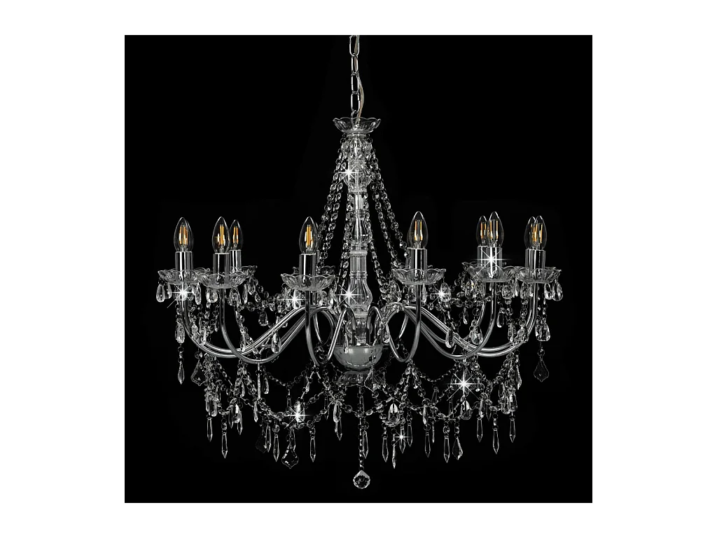 Lustre avec perles Argenté 12 ampoules E14 FR814611