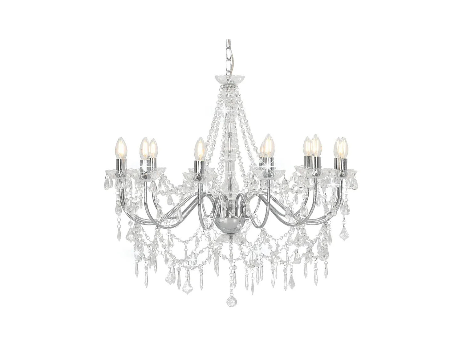 Lustre avec perles Argenté 12 ampoules E14 FR814611