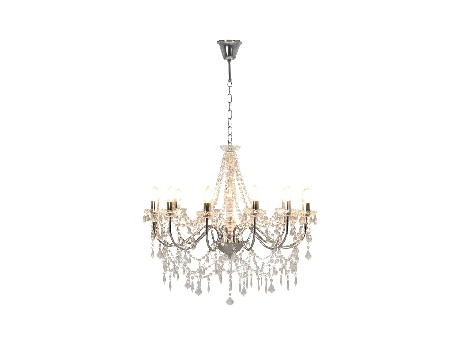 Lustre avec perles Argenté 12 ampoules E14 FR814611