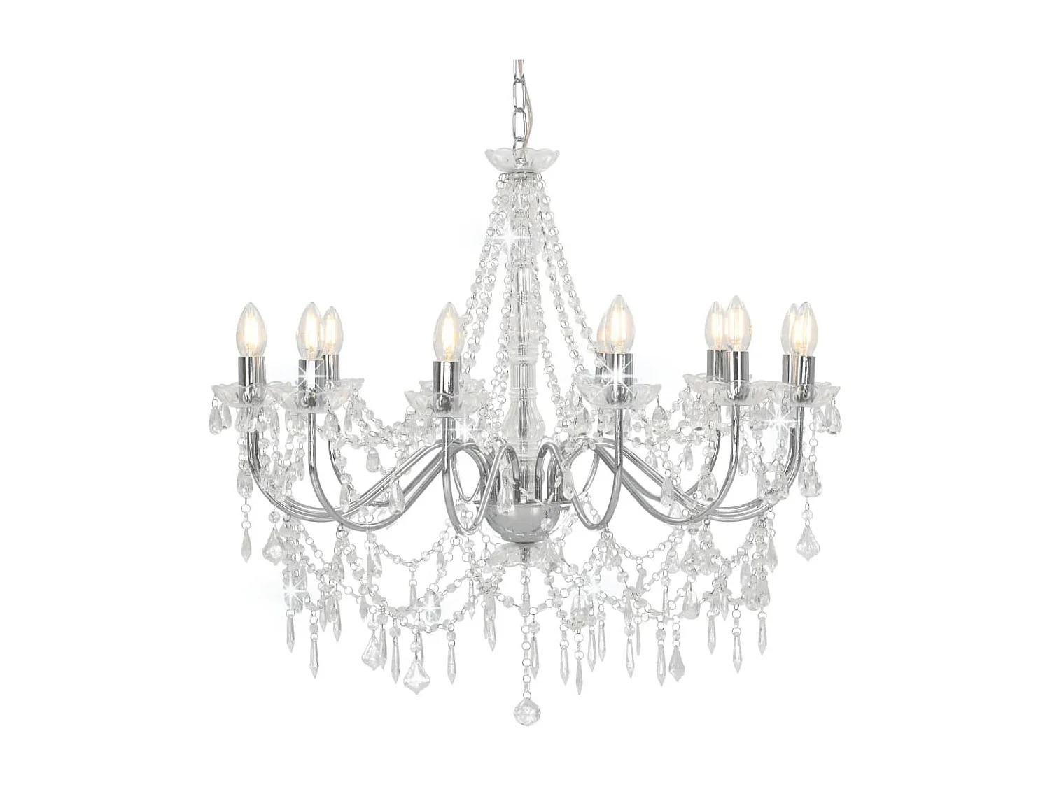 Lustre avec perles Argenté 12 ampoules E14 FR814611