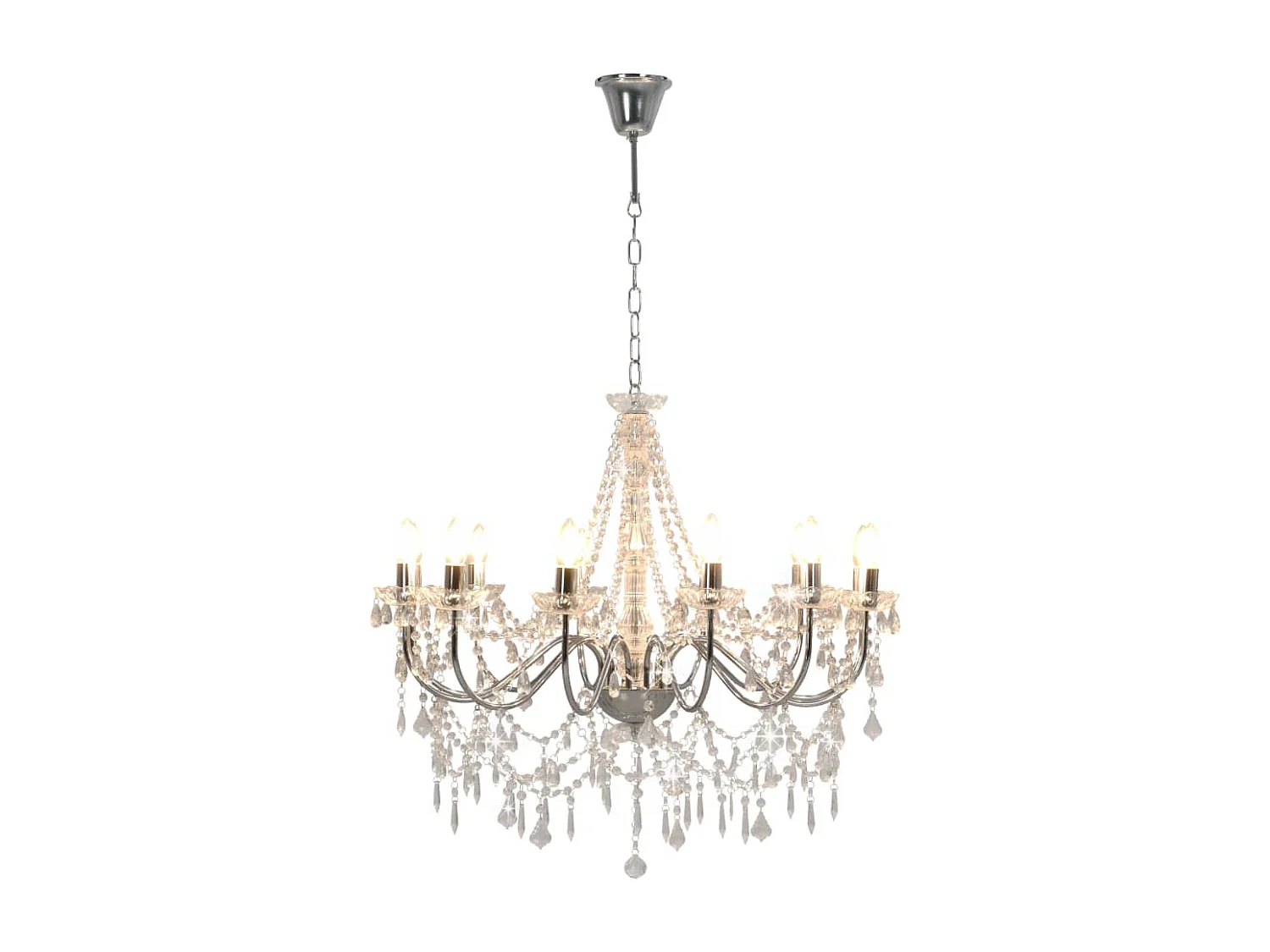 Lustre avec perles Argenté 12 ampoules E14 FR814611