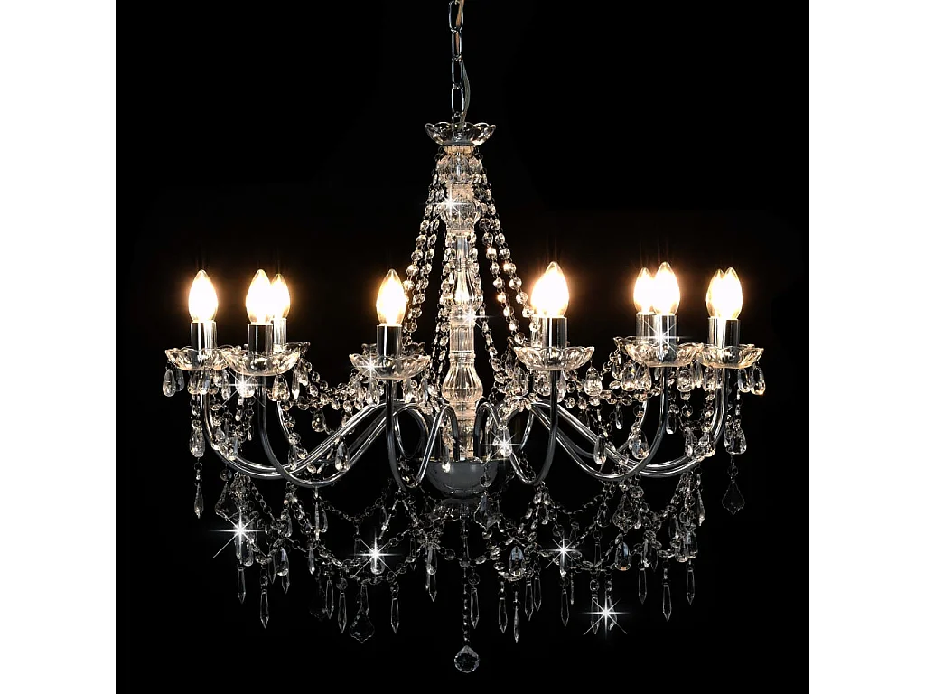 Lustre avec perles Argenté 12 ampoules E14 FR814611