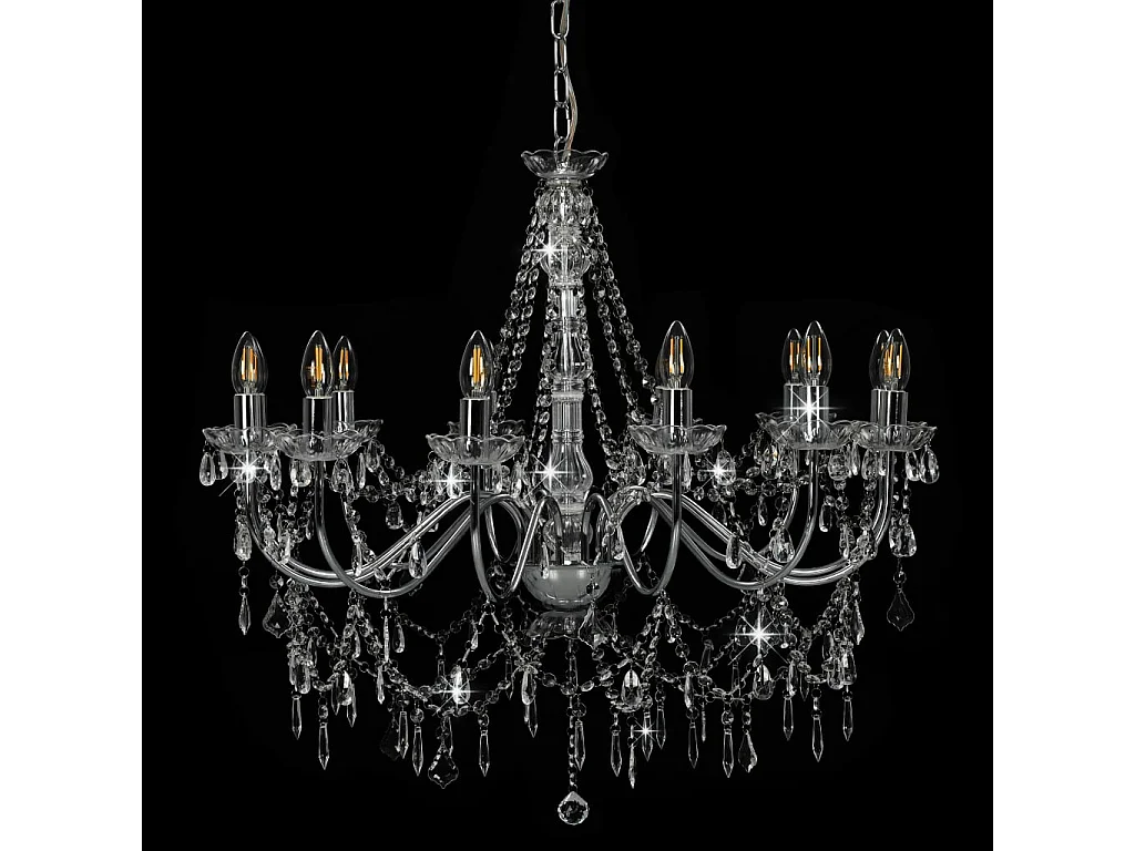 Lustre avec perles Argenté 12 ampoules E14 FR814611