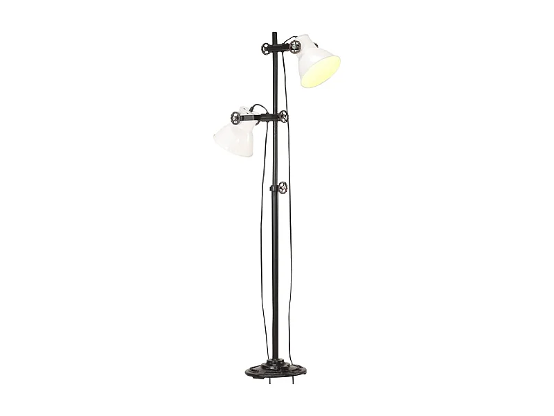 Lampadaire avec 2 abat-jour Blanc E27 Fonte FR430476