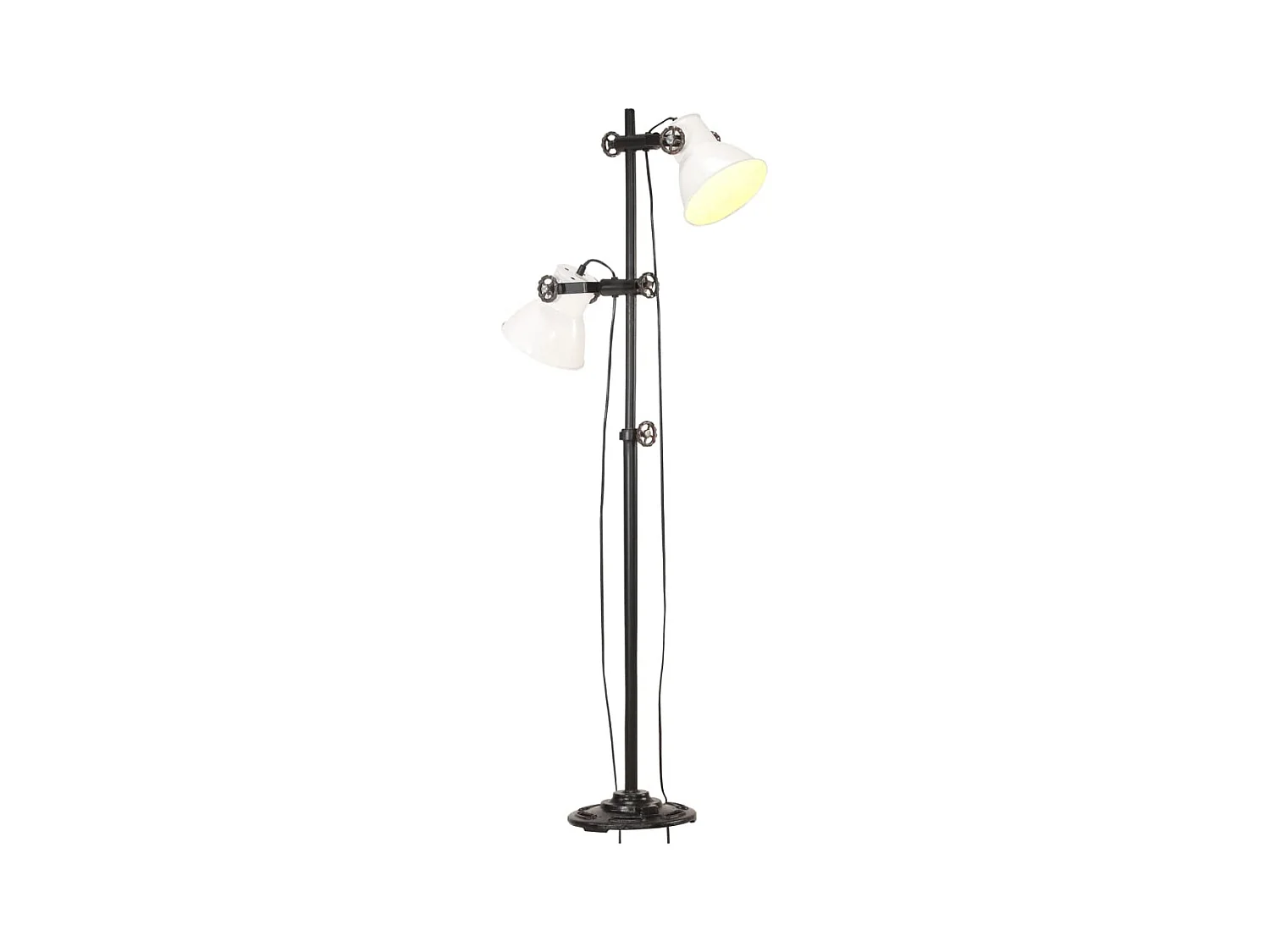 Vloerlamp met 2 lampenkappen E27 gietijzer wit BE989546