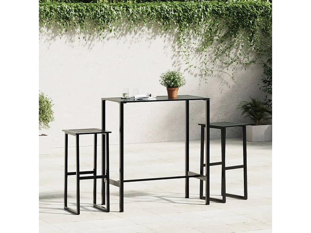Lot de 2 Tabourets de bar noir acier enduit de poudre FR619068