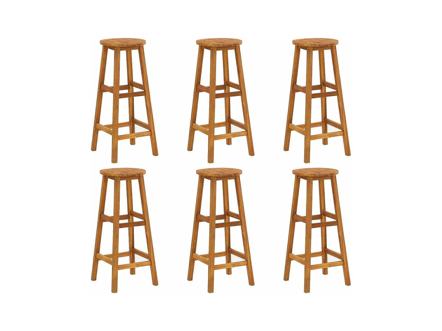 Lot de 6 Tabourets de bar bois d'acacia solide FR508064