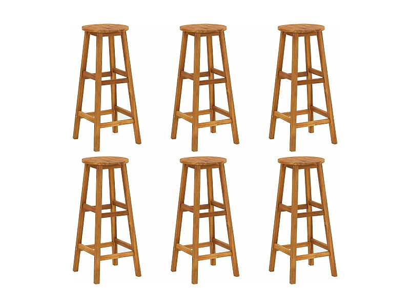 Lot de 6 Tabourets de bar bois d'acacia solide FR508064