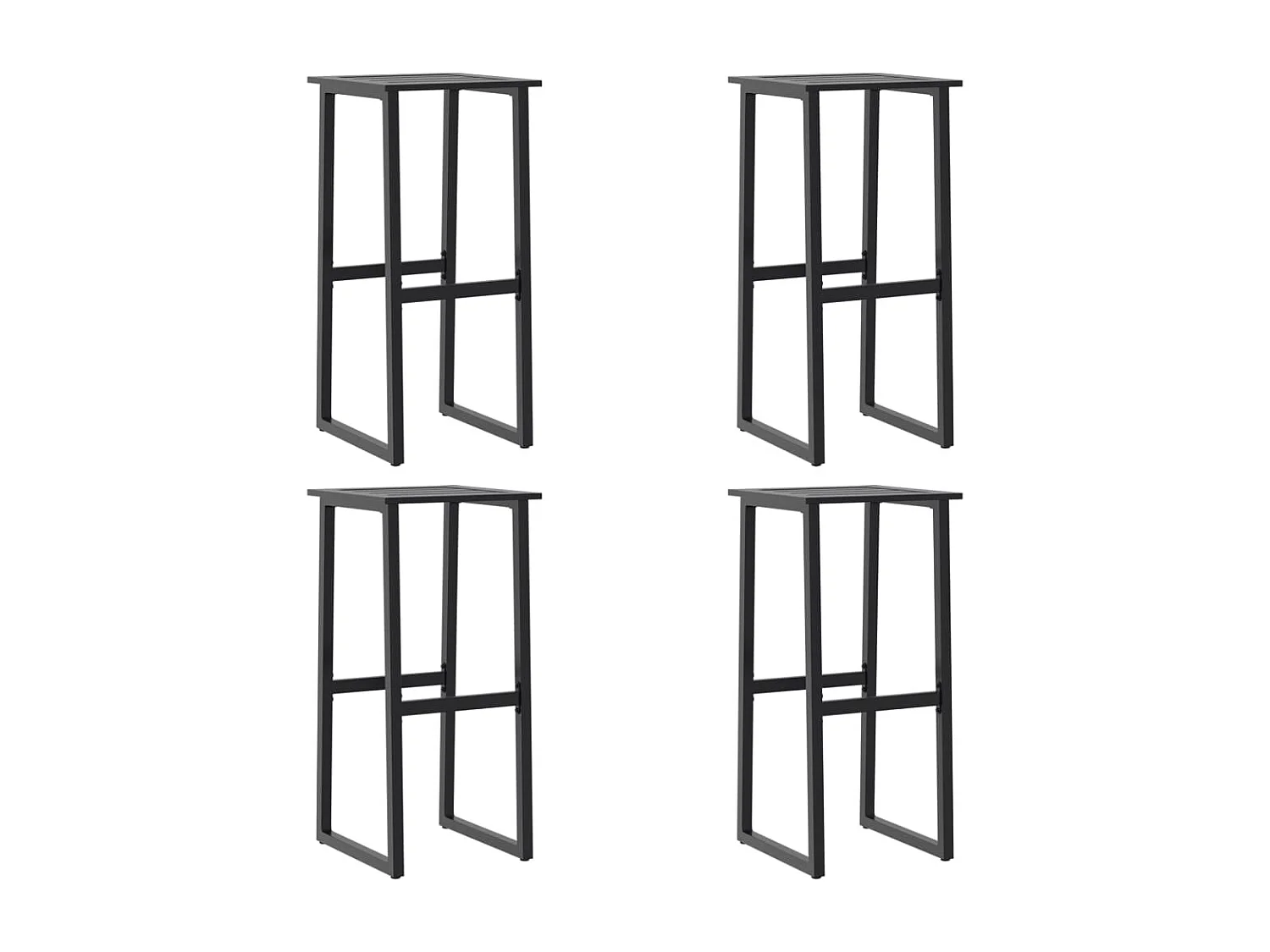 Lot de 4 Tabourets de bar noir acier enduit de poudre FR639183