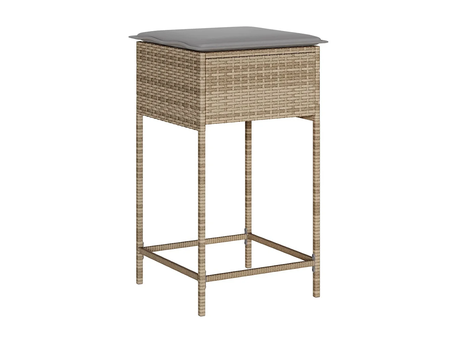 Lot de 2 Tabourets de bar jardin avec coussins beige poly rotin FR281251