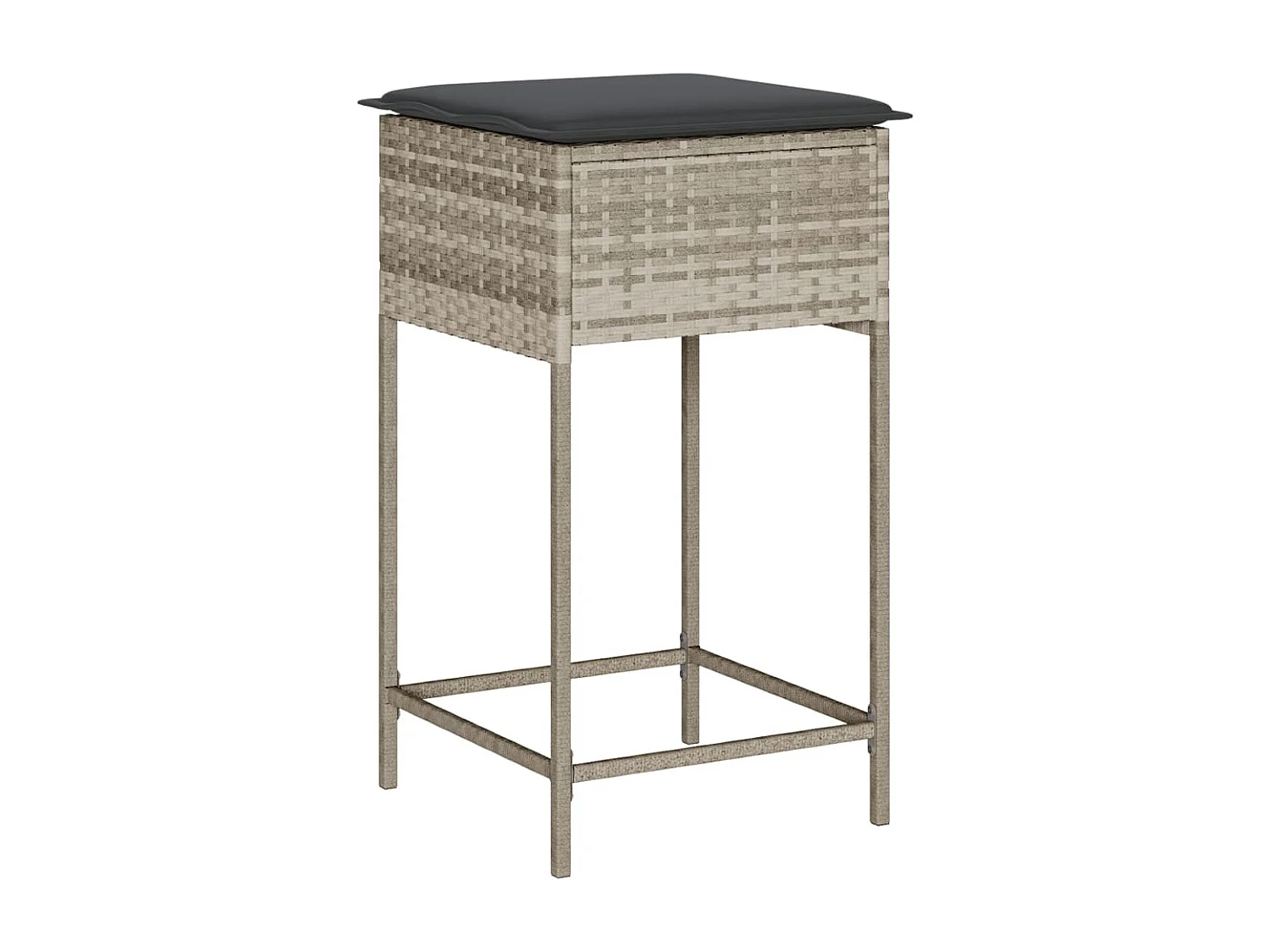 Lot de 2 Tabourets de bar jardin avec coussins gris clair rotin FR484985