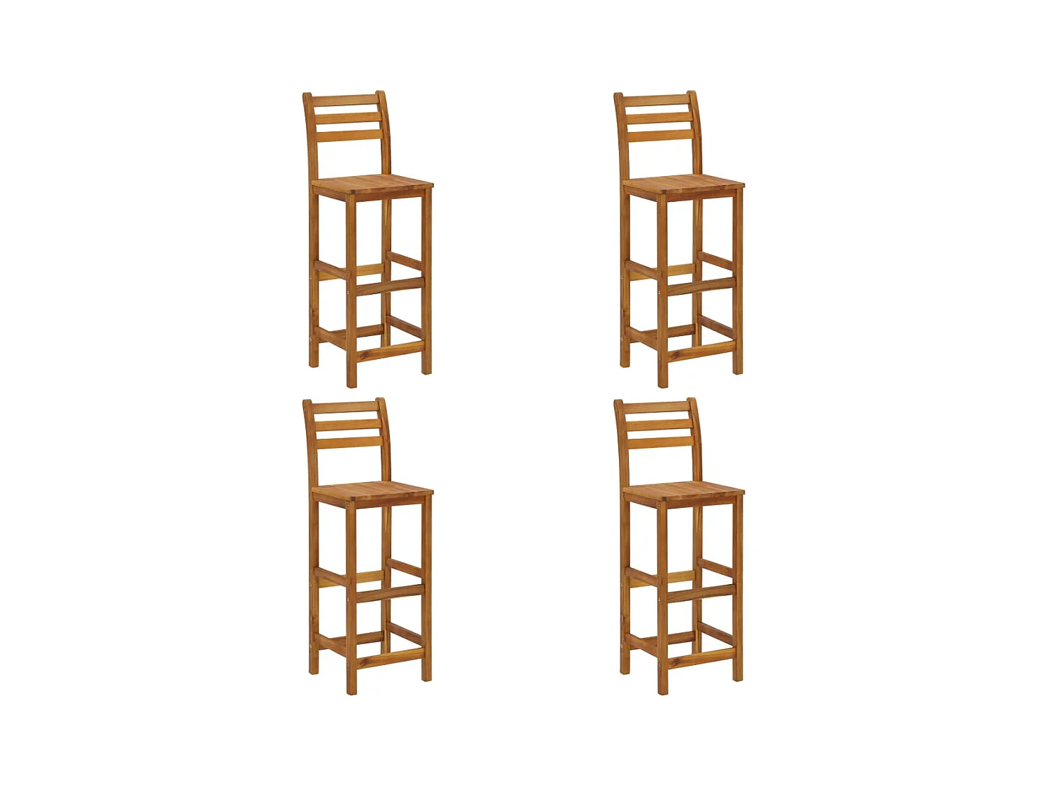 Lot de 4 Tabourets de bar bois d'acacia solide FR781599