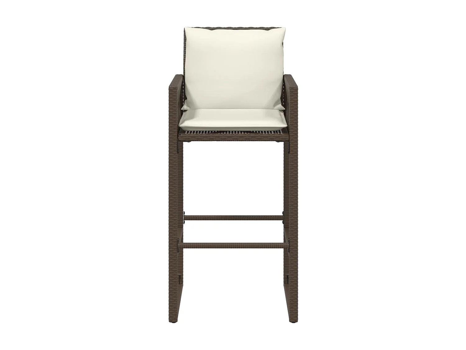 Lot de 2 Tabourets de bar jardin coussins marron résine tressée FR104473