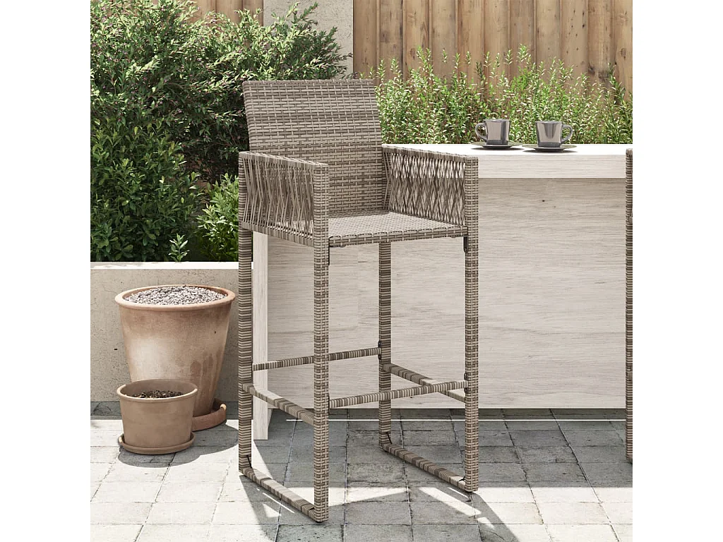 Lot de 2 Tabourets de bar de jardin gris résine tressée FR437097