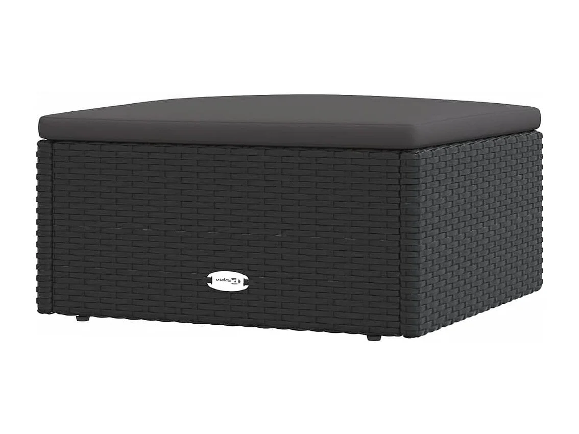 Tabouret de jardin avec coussin noir résine tressée FR793332