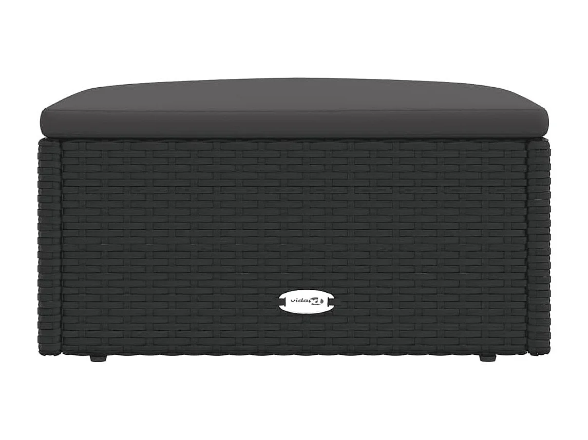 Tabouret de jardin avec coussin noir résine tressée FR793332