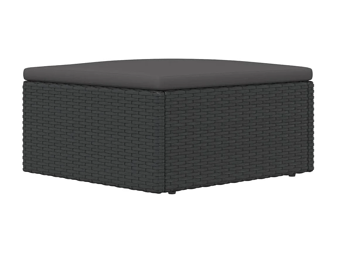 Tabouret de jardin avec coussin noir résine tressée FR793332