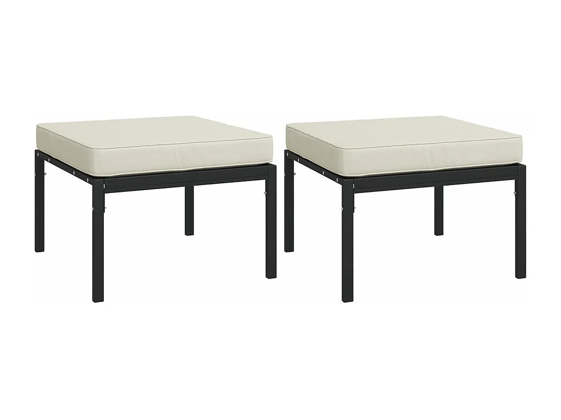 Lot de 2 Tabourets de jardin avec coussins sable 60x60x35 cm acier FR652348