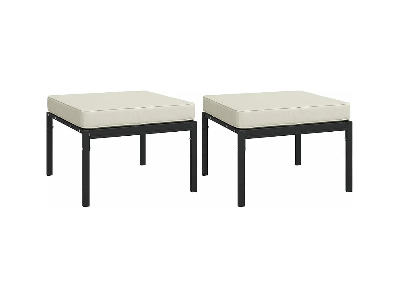 Lot de 2 Tabourets de jardin avec coussins sable 60x60x35 cm acier FR652348