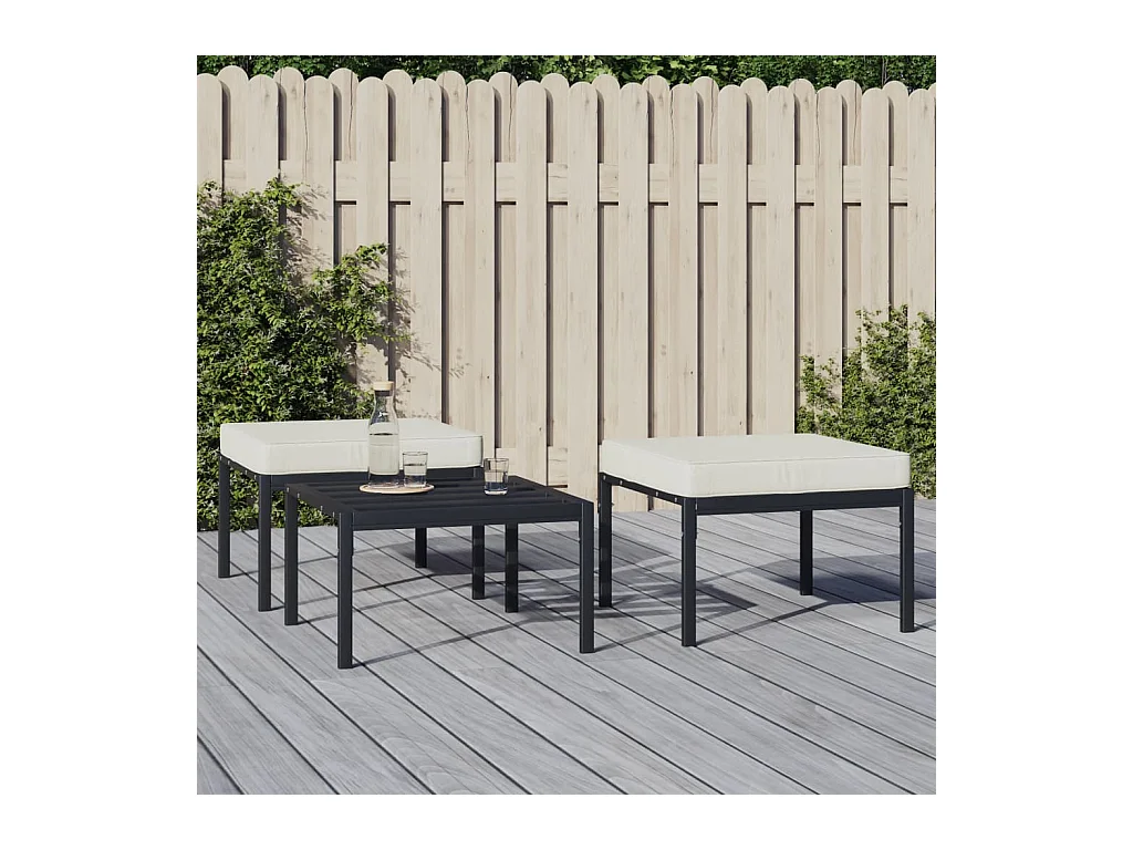 Lot de 2 Tabourets de jardin avec coussins sable 60x60x35 cm acier FR652348