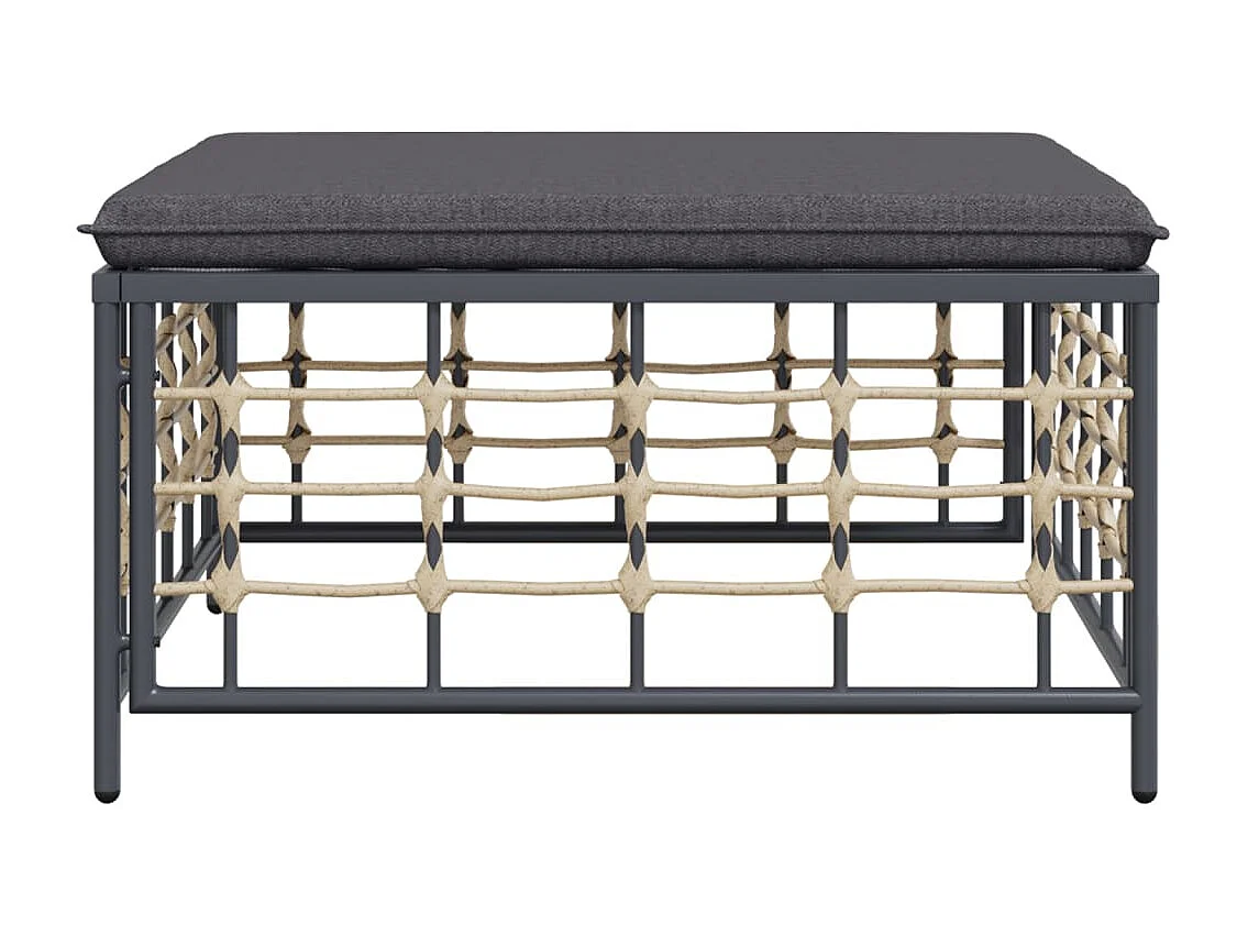 Tabouret de jardin avec coussin gris foncé résine tressée FR461375