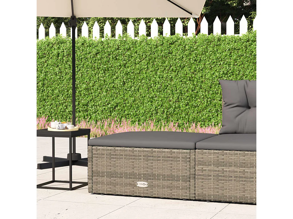 Tabouret de jardin avec coussin gris résine tressée FR731833