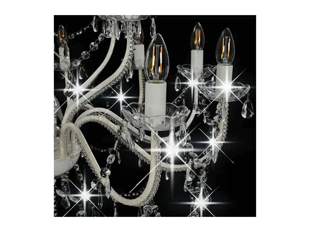 Lámpara de araña con 2 capas blanco 15 bombillas x E14 ES363141